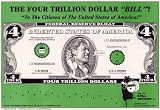 4 Trillion Dollar Bill (Bill Clinton) Black Wood-Mounted Art Poster Print - 22 X 32