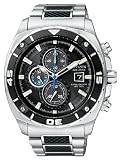 Stainless Steel Two Tone Eco-Drive Chronograph Carbon Fiber Dial Accents