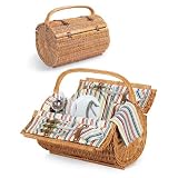 Picnic Basket Barrel Willow w/ Deluxe Service for 2 in Riviera by Picnic Time