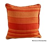Homescapes Morocco Ribbed Stripe Cushion 18 x 18 Inches Terracotta with Cushion Pad Filled, 100% Cotton Cover Well Filled Pad, 45 x 45 cm Coordinating with Throws and Curtains of Cotton Ribbed Stripe Range. Easy care, washable at home.