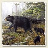 Highland Graphics-BLACK BEAR FAMILY Tumbled Tile Trivet