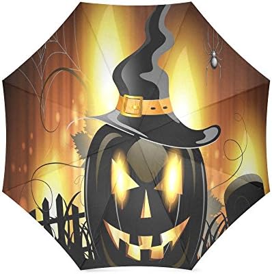 Happy Halloween's Day Gifts Pumpkin Custom Folding Portable Outdoor Rain /Sun Umbrella Beach Travel Shade Sunscreen For Women/Men