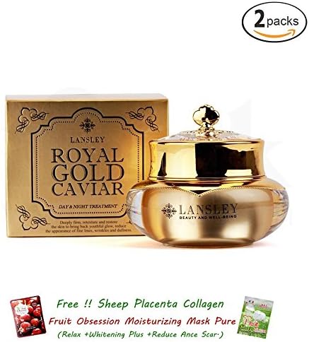 2 Units of LANSLEY ROYAL GOLD CAVIAR DAY &amp; NIGHT TREATMENT 50G. FIRMING ANTI-AGING EXFOLIATING NEW GLOW SKIN REDUCE WRINKLE [Get Free Tomato Facial Mask]
