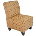 Rust Diamond Button Tufted Welted Chair - Beige
