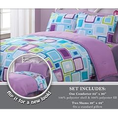3 Pieces Reversible Purple, Blue, and Light Grey Ge