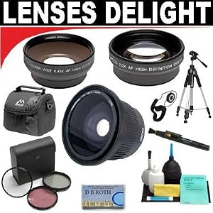 .42x HD Super Wide Angle Fisheye Lens + 2x Digital Telephoto Professional Series Lens + 0.5x Digital Wide Angle Macro Professional Series Lens + 3 Piece Digital Camera Filter Kit + 6-Piece Deluxe Cleaning Kit + Full Size Tripod + Deluxe DB ROTH Accessory Kit For The Sony DSC-HX1 Digital Camera
