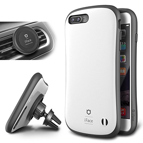 iFace Duo Case and Magnetic Car Mount set for iPhone 7 Plus - 2 in 1 Rugged Military Grade Protective Case with Car Holder/Kickstand [Pearl White]