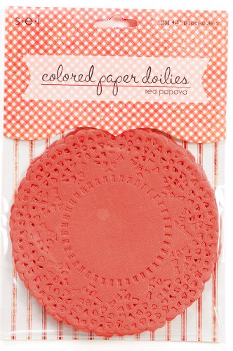 Sew Easy Industries 25 Doilies, 4 by 4-Inch, Red Papaya