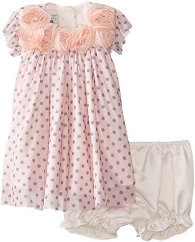 Marmellata Baby-Girls Newborn Dot Flutter Dress, Peach, 3-6 Months