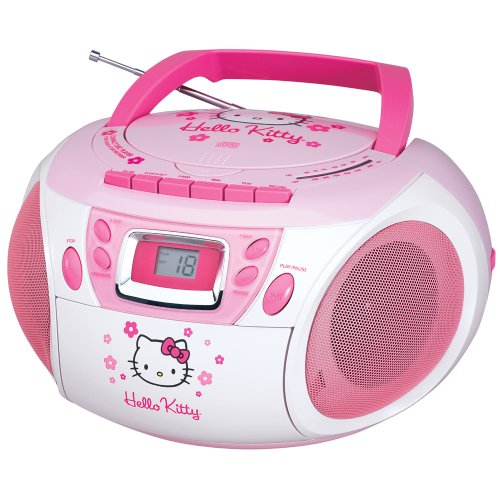 Childrens Toyshop  Electronics : Hello Kitty CD Boombox - White/pink (KT2028A)