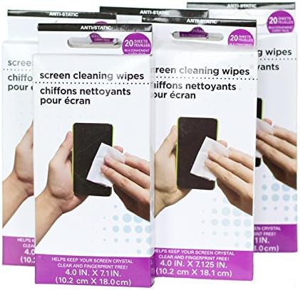 5 Pack of Anti-Static Screen Cleaning Wipes Carry Pouches 20 wipes per convenient travel pack