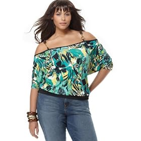 Baby Phat Plus Size Top, Off the Shoulder Chain Strap Floral
