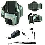 Black Adjustable Deluxe Sportband / Workout Armband with Adaptable Neck Str ....