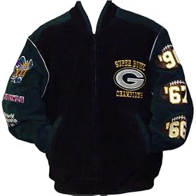 Green Bay Packers Leather Suede Super Bowl Championship Jacket