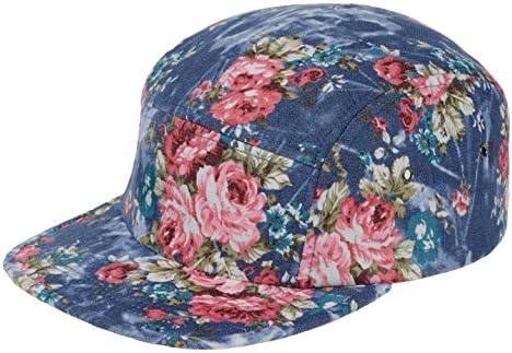 GP Accessories Men's Floral All Over Print Denim 5 Panel Hat Large Navy