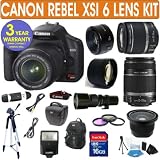 Canon Rebel XSi + Canon 18-55mm Lens + Canon 55-250mm Lens + 500mm Preset Lens + Canon 50mm Lens + .40x Fisheye Lens + 2x Telephoto Lens + 3 Year Celltime Warranty Repair Contract