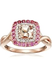 14k Pink Gold Morganite, Pink Tourmaline and Diamond Ring, Size 7