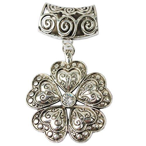 1set Flower Jewelry Scarves Charm Tube Side with Crystal Pendant Necklace Vintage Scarf Findings