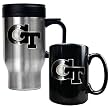 Georgia Tech Yellowjackets NCAA Stainless Travel Mug And Ceramic Mug Set by Great American Products