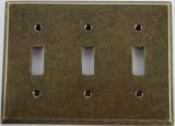 Classic Accents Aged (Matte) Antique Brass 3 Gang Toggle Switch Wall Plate