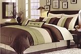 High Quality 8 piece Faux Silk Comforter Set Bedding-in-a-bag, Sage Green - ....