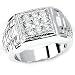 Solid Sterling Silver Cubic Zirconia Rhodium Plated Men's Ring