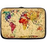 Vintage Retro Design World Map 15.4 15.6 Inch Laptop Sleeve Case Bags for Apple Macbook Pro, Lenovo, GW, Acer, ASUS, Dell, Hp, Sony, Toshiba (Two Sides)