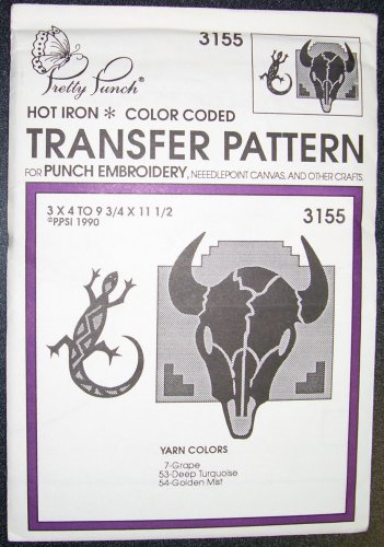 Hot Iron Transfer Pattern #3155 Southwest Desert (For Punch Embroidery, Needlepoint Canvas, Textile Painting and other Crafts)