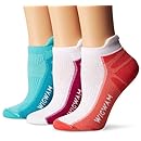 Wigwam Women's Ironman Thunder Pro Low Cut Running Sock 3-Pack, Teal/Hot Magenta/Coral Grey, Medium