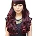 Sunward High Quality New Womens Girls Wine Red Fluffy Neat Bangs Long Full Curly Wavy Glamour Hair Wig Fashion Wig