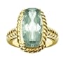 14k Yellow Gold Green Amethyst Ring by Duneier of NY, Size 7