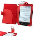 ForeFront Cases� Funda cubierta de cuero sint�tico para con luz LED para lectura color rojo, Case Para el Nuevo Amazon Kindle 4, pantalla de E Ink de 6" (15cm), wifi, color rojo - 5th Generaci�n