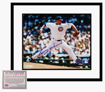 Kerry Wood Autographed Pitching White Jersey Framed 8 x 10 Photograph