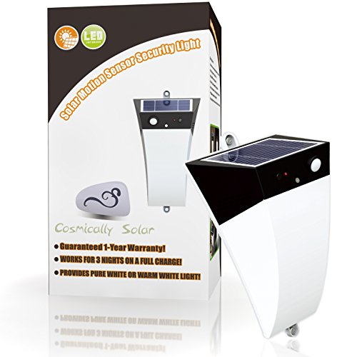 Cosmically Solar Lights - Decorative Landscape Garden Lights with 2-in-1 Super Bright White and Warm White LED Outdoor Lighting - Security Solar Powered Motion Sensor Light - Wireless - Dusk to Dawn - Waterproof - Motion-Sensing Best for Stairs, Yard, Lawn, Deck, Patio, Wall, Fence, Pathway and Driveway