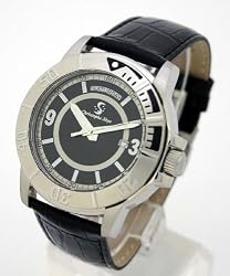 Christophe Skye - Dayview S Black Automatic Watch with Black Leather Strap. Model: CS-843332000313