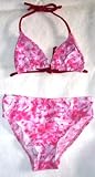 Girls 7-16 2-piece Swimwear Triangle Top Bikini Pink/White Tie Dye
