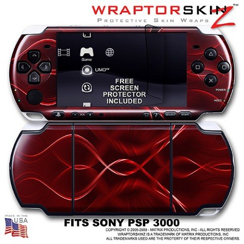 Abstract 01 Red WraptorSkinz Skin and Screen Protector Kit fits Sony PSP 3000