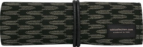 Saki P-661 Roll Pen Case with Traditional Japanese Fabric - Black
