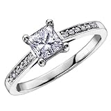 Princess Cut Diamond Engagement Ring 1/2 Carat (ctw) in 18K White Gold (CERTIFIED)