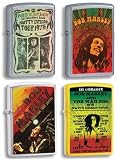 Zippo Lighter Set of Four - Bob Marley Reggae Music Jamaican Icon and 75& 76 Tour Logo
