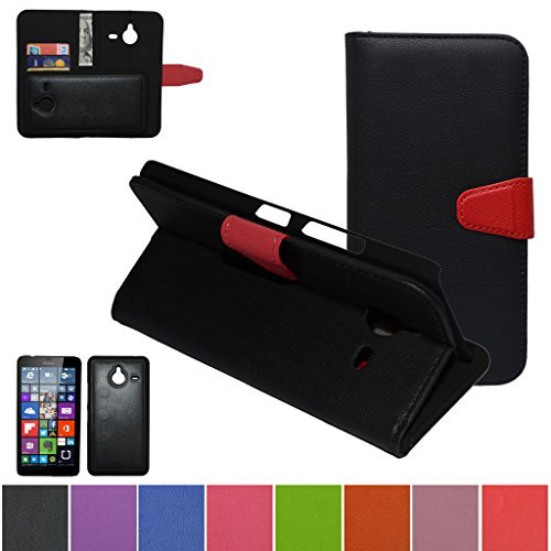 Microsoft Lumia 640XL,Mama Mouth [DETACHABLE Feature] Folio Flip Hard Case [Stand View] Premium PU Leather [Wallet Case] With Built-in Media Stand ID Credit Card / Cash Slots and Inner Pocket Cover For Microsoft Lumia 640XL, Black