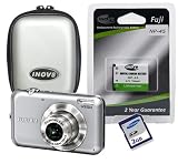 Fuji Finepix JV150 Silver 14mp Digital Camera Bundle Including Inov8 Silver Hard Camera Case, Spare Inov8 NP-45 Battery & Samsung 2GB SD Memory Card