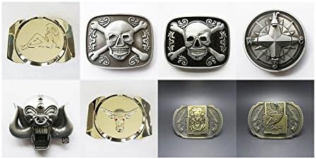8 Pcs Shown As Picture Tiger Guns Eagle Guns Horn Skull 3D Compass Skull Flower Skull Flower Silver Mud Longhorn Bull Belt Buckle