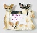 Chihuahua Dog Hand Painted Figurine Picture Frame 1 3/8" x 2" Photo