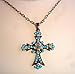 Cross Pendant Turquoise Austrian Crystals Necklace title=