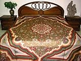 Sofa Throw Warm Jamavar Bedspread Cashmere Pashmina Tan Green Red