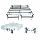 Night Therapy Platform Metal Bed Frame/Foundation Set(SmartBase + Metal Brackets for Headboard & Footboard + Bed Skirt - King) - No Box Spring needed