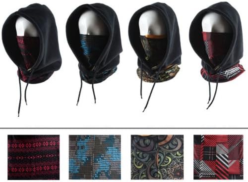 Weanas® 4-in-1 Multi-function Thermal Warm Fleece Balaclava Hood Veil Wind Proof Combination of Designed Neck Warmers Face Mask and Fleece Hat for Snowboard Swat Ski Motorcycle Outdoor Winter Sports Under Helmet Protection