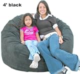 4' Ft. Black Sac Foof Bean Bag Chair Love Seat