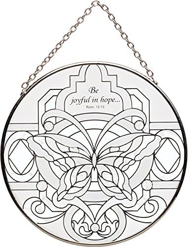 Joan Baker Designs MC302 Butterfly "Be Joyful in Hope" Decorative Glass Item, 4.5-Inch by 4.5-Inch